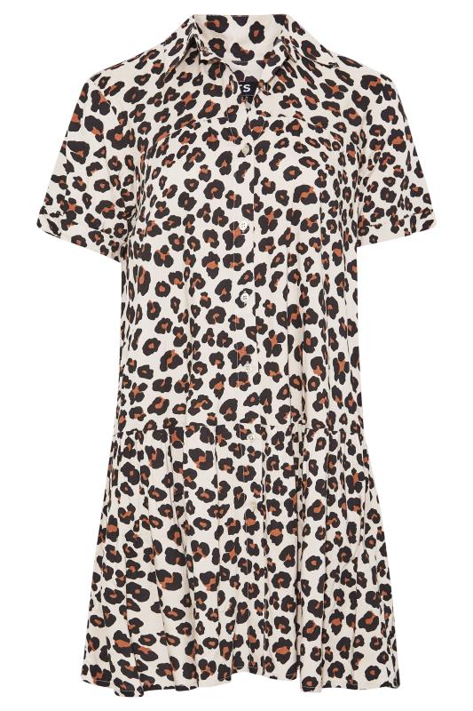 LTS Tall Women's Beige Brown Leopard Print Tiered Tunic Top | Long Tall Sally 6