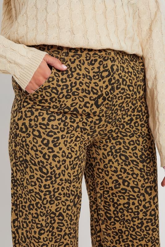 LTS Natural Brown Leopard Print Wide Leg Jeans Long Tall Sally