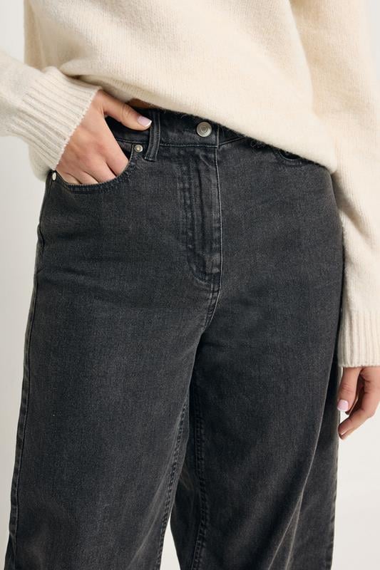 LTS Tall Dark Grey Washed Wide Leg Jeans | Long Tall Sally 4