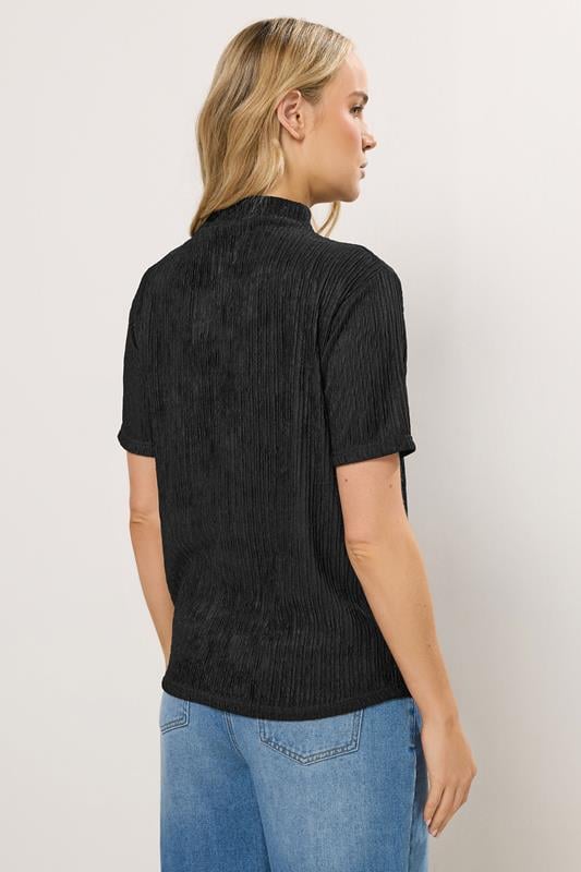 LTS Tall Black Textured Funnel Neck Top | Long Tall Sally 3