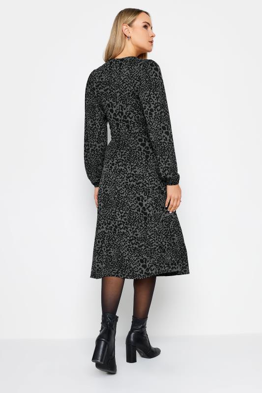 LTS Tall Women's Charcoal Grey Leopard Print Wrap Dress | Long Tall Sally 3