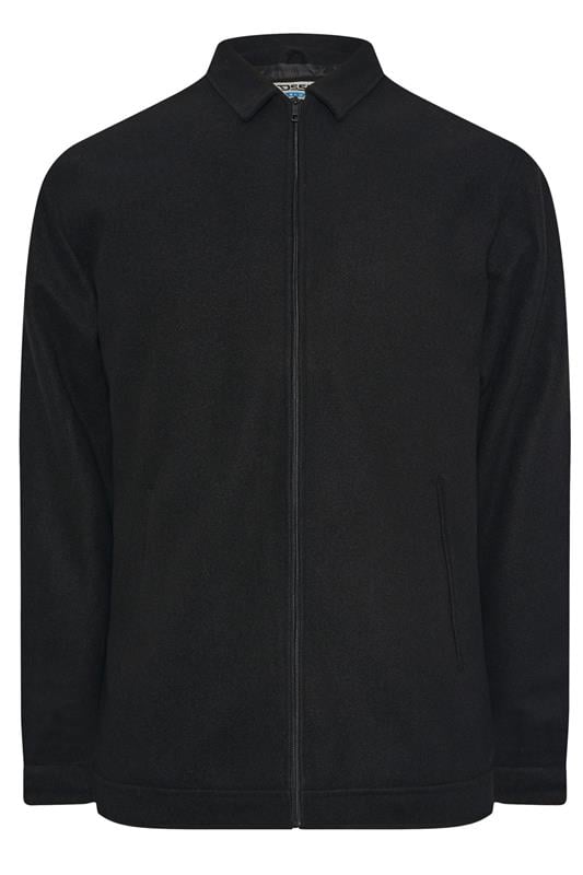 D555 Big & Tall Black Collared Harrington Jacket | BadRhino 1