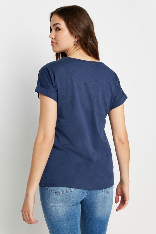 LTS Tall Women's Navy Blue Cotton Henley T-Shirt | Long Tall Sally 4
