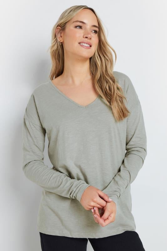 LTS Tall 2 PACK Grey & Brown Long Sleeve T-Shirts | Long Tall Sally 2