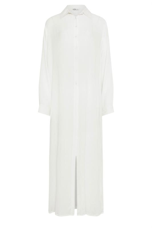 LTS Tall Women's White Crinkle Longline Beach Shirt | Long Tall Sally 6