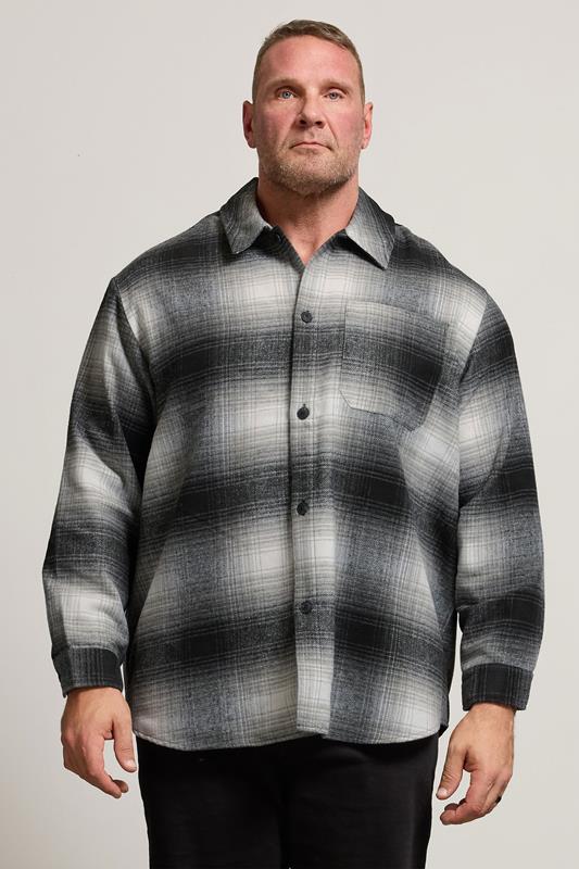 JACK & JONES Big & Tall Black Check Overshirt