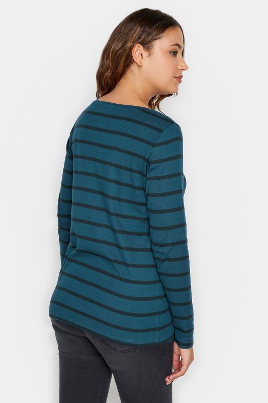 LTS Tall Womens Dark Blue & Black Stripe Long Sleeve Cotton T-Shirt | Long Tall Sally  3
