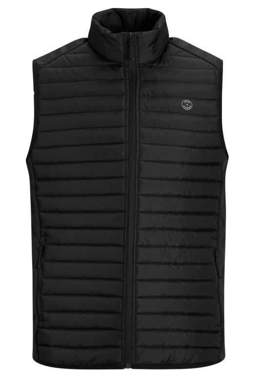 Jack & Jones Black Logo Print Puffer Gilet | BadRhino  2