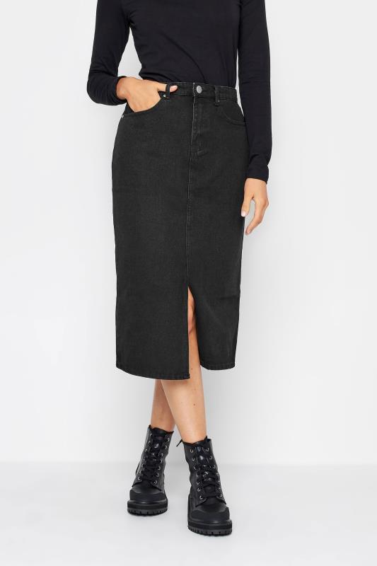 LTS Tall Black Denim Midi Skirt | Long Tall Sally  1