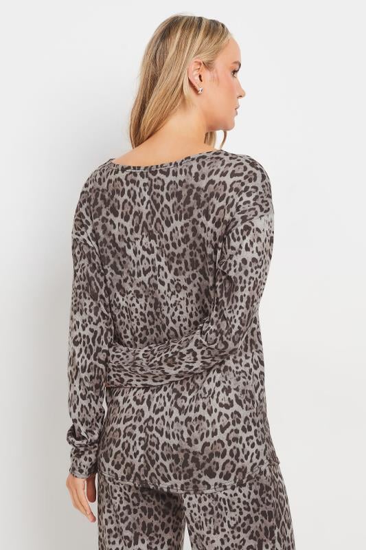 LTS Tall Grey Marl Animal Print Scoop Neck Top | Long Tall Sally 4