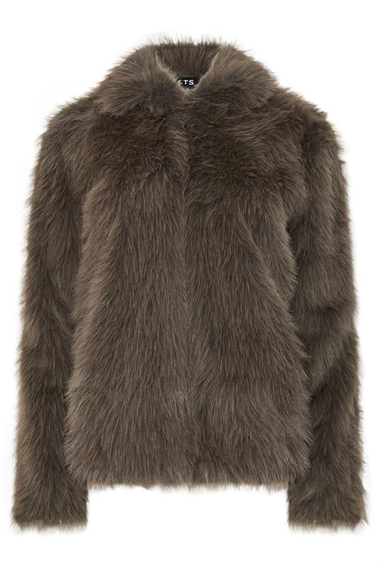 LTS Tall Chocolate Brown Faux Fur Jacket | Long Tall Sally 1