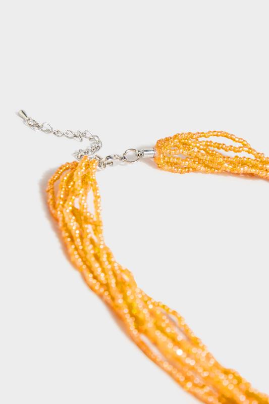 Orange Beaded Stone Necklace | Yours Clothing 4