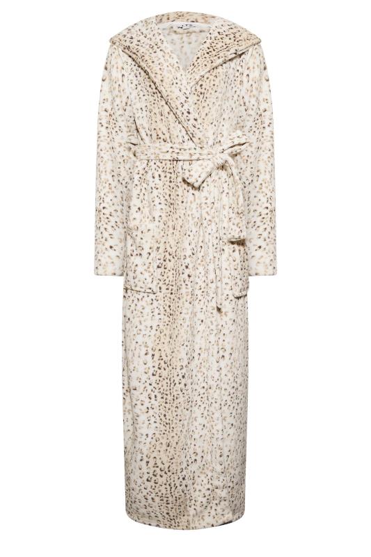 LTS Tall Ivory White Animal Print Hooded Maxi Dressing Gown | Long Tall Sally 6