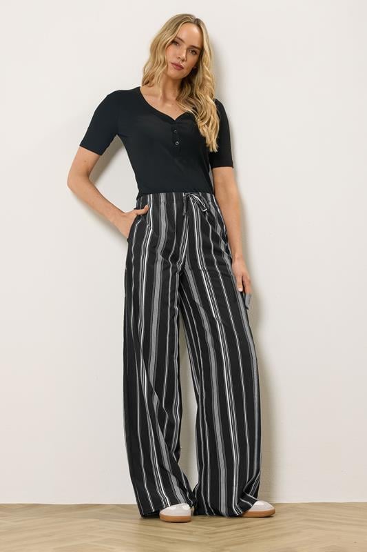 Tall  LTS Tall Black Stripe Wide Leg Trousers