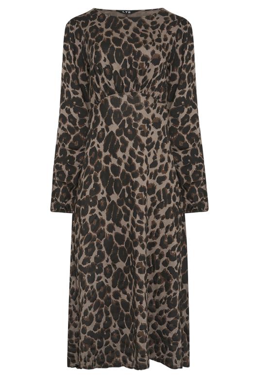 LTS Tall Light Brown Leopard Print Midi Tea Dress | Long Tall Sally 5