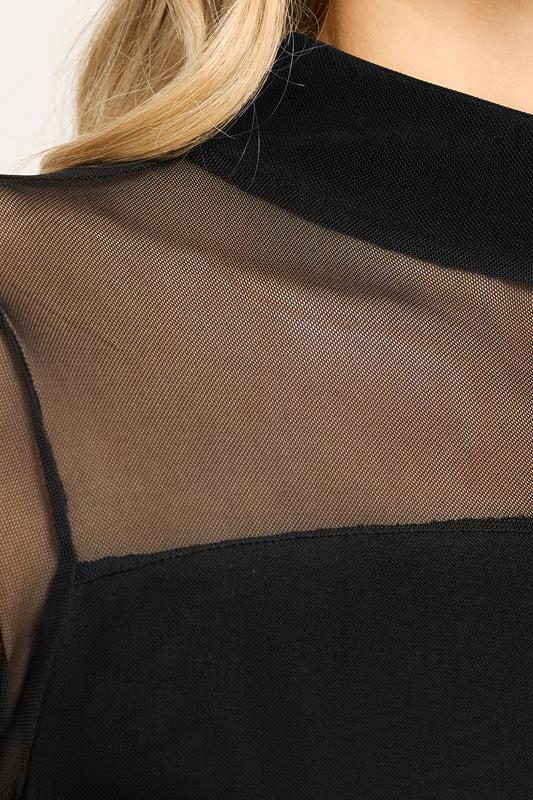 LTS Tall Black Mesh High Neck Midi Dress | Long Tall Sally 4