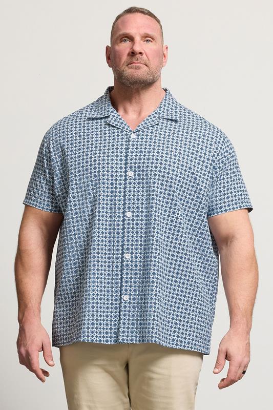 BadRhino Big & Tall Blue Geometric Poplin Shirt | BadRhino 1