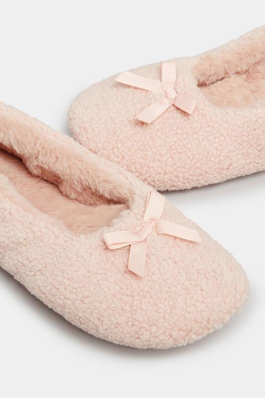 Pink Teddy Ballet Slippers In Wide E Fit | Yours Clothing 5