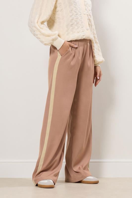 LTS Tall Coral Pink Contrast Stripe Wide Leg Trousers | Long Tall Sally 2