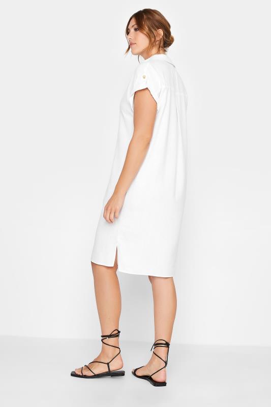 LTS Tall Womens White Linen Button Through Shirt Dress | Long Tall Sally  4