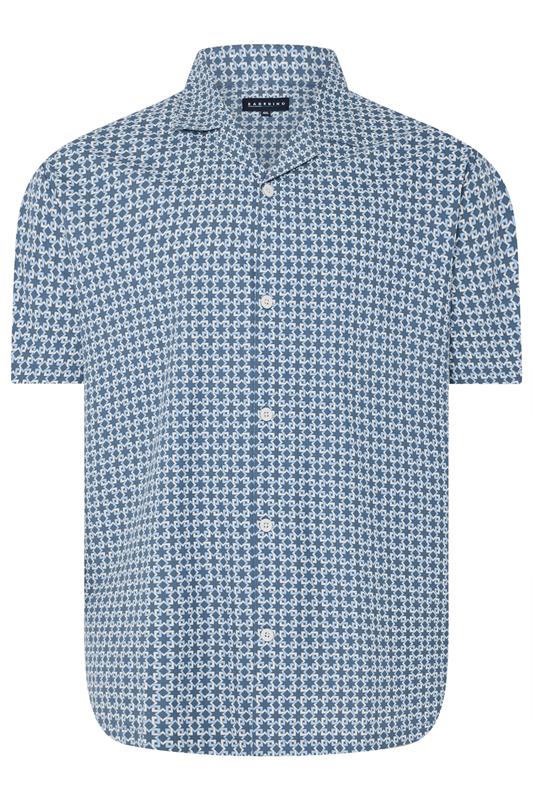 BadRhino Big & Tall Blue Geometric Poplin Shirt | BadRhino 6