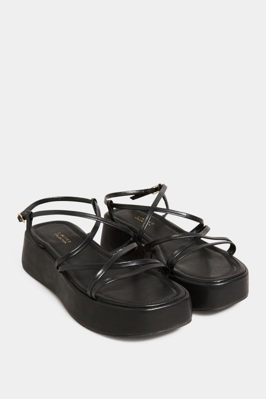 LIMITED COLLECTION Black Strappy Flatform Sandals in Extra Wide EEE Fit | Yours Clothing 2