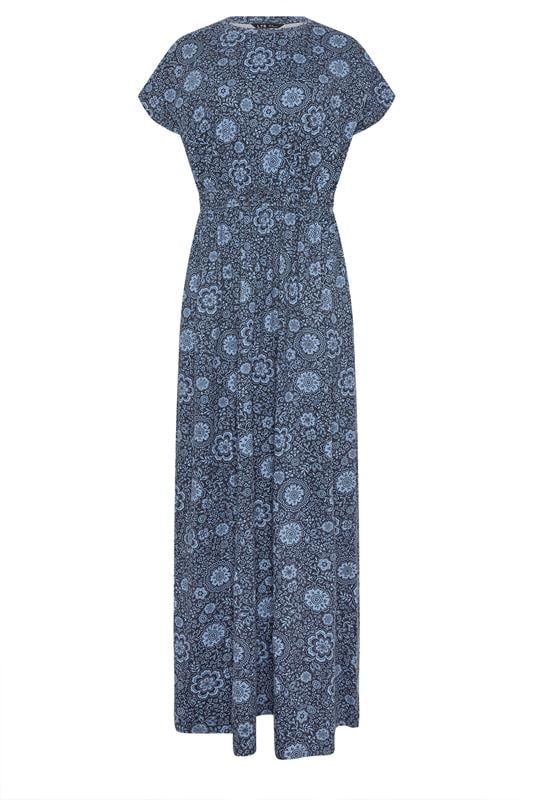 LTS Tall Women's Blue Floral Shirred Waist Cotton Maxi Dress | Long Tall Sally 6
