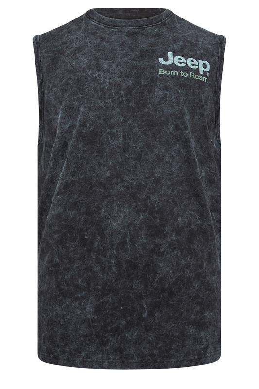 BadRhino Big & Tall Black Extra Long Acid Wash 'Jeep' Graphic Vest | BadRhino 1