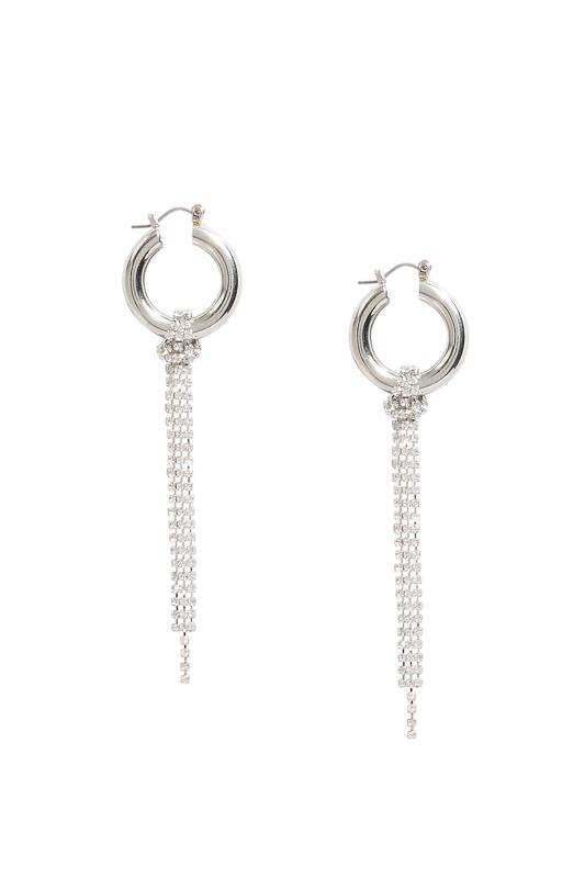 Silver Tone Diamante Tassel Drop Earrings | Yours Clothing 4
