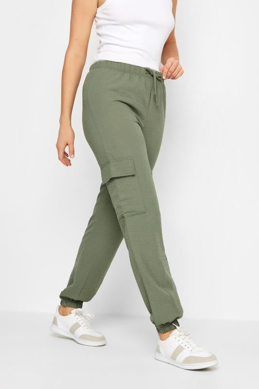 LTS Tall Women's Khaki Green Crepe Cuffed Cargo Trousers | Long Tall Sally 2
