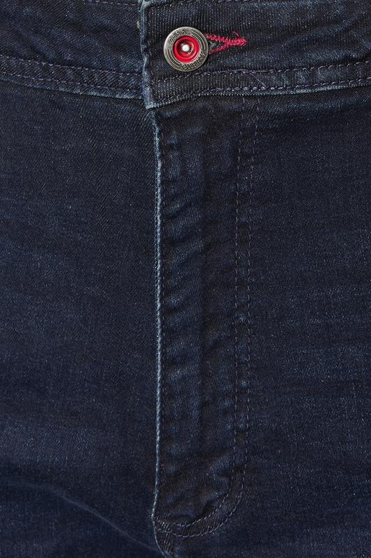 D555 Big & Tall Blue Black Tapered Stretch Jeans | BadRhino 3