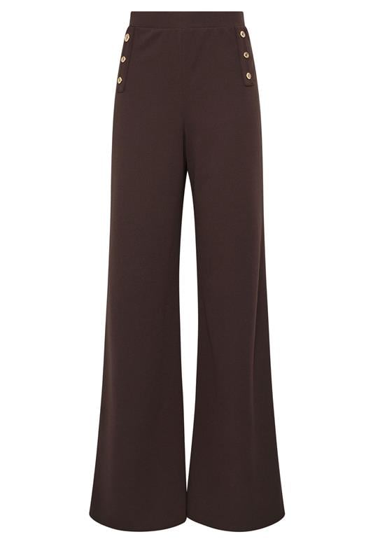 LTS Tall Chocolate Brown Military Wide Leg Trousers | Long Tall Sally 5