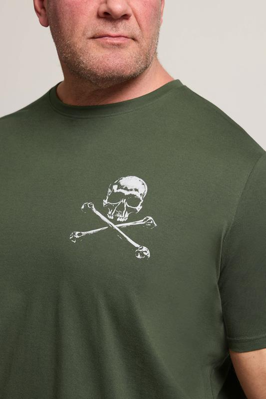  BadRhino Big & Tall Khaki Green Skull & Crossbones Graphic T-Shirt | BadRhino 4