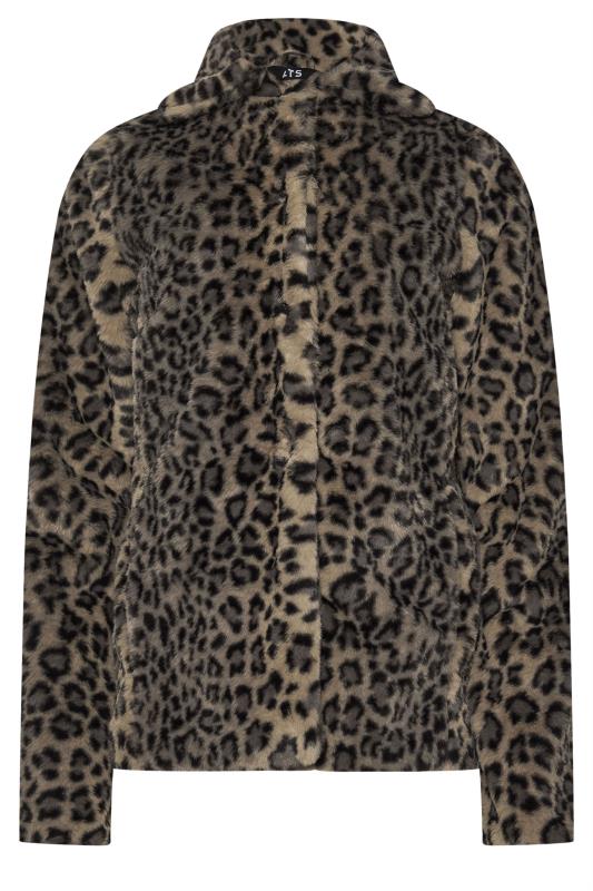 LTS Tall Brown Leopard Print Faux Fur Coat | Long Tall Sally 5