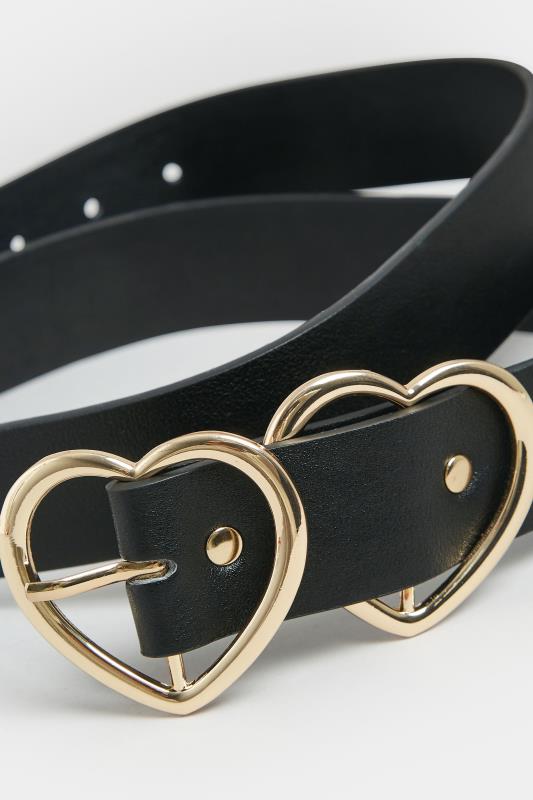 Black & Gold Double Heart Belt | Yours Clothing 4