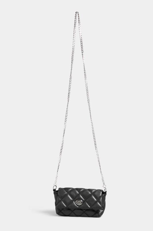 Black Quilted Diamante Strap Cross Body Bag | Yours Clothing 2