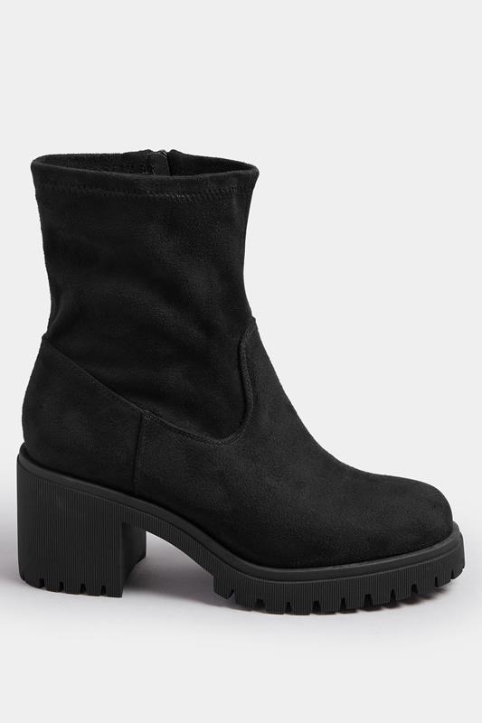 Black Faux Suede Stretch Sock Boots In Extra Wide EEE Fit | Yours Clothing 3