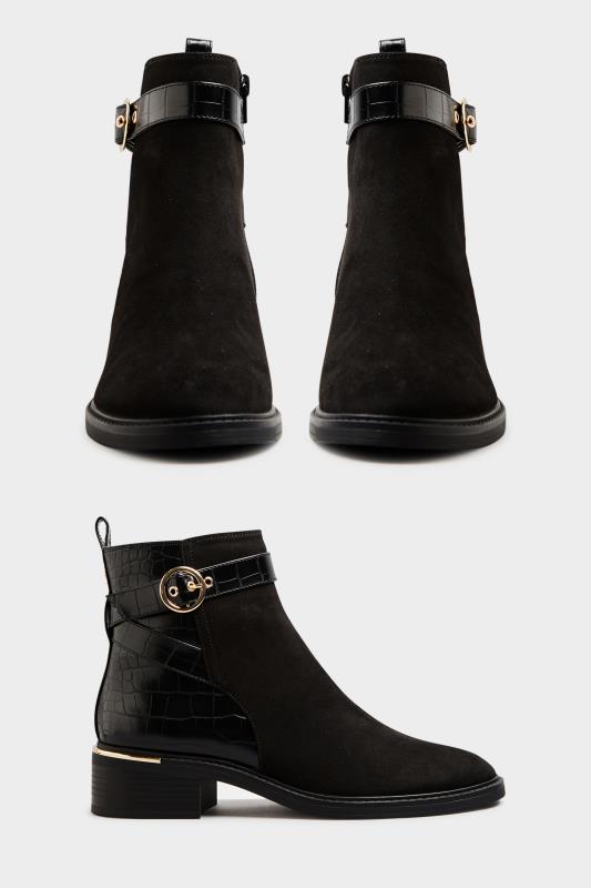 LTS Black Buckle Strap Ankle Boots | Long Tall Sally 3