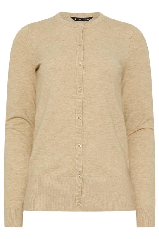 Tall  LTS Tall Neutral Brown Crew Neck Button Cardigan
