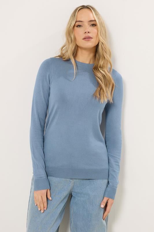 Tall  LTS Tall Denim Blue Knitted Crew Neck Jumper