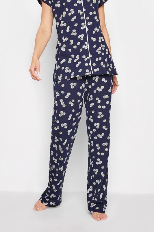 Tall Women's LTS Tall Navy Blue Daisy Print Cotton Pyjama Set | Long Tall Sally  2