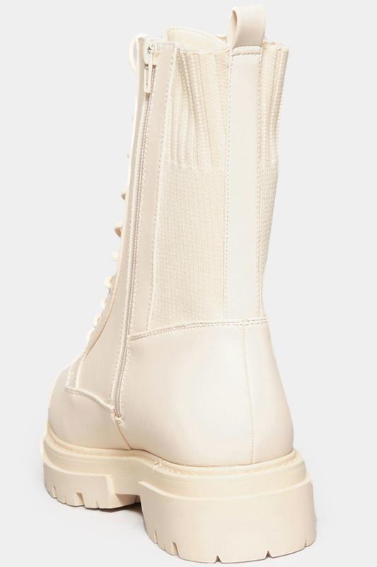 LIMITED COLLECTION Cream Sock Lace Up Boots In Wide E Fit & Extra Wide EEE Fit | Yours Clothing 4