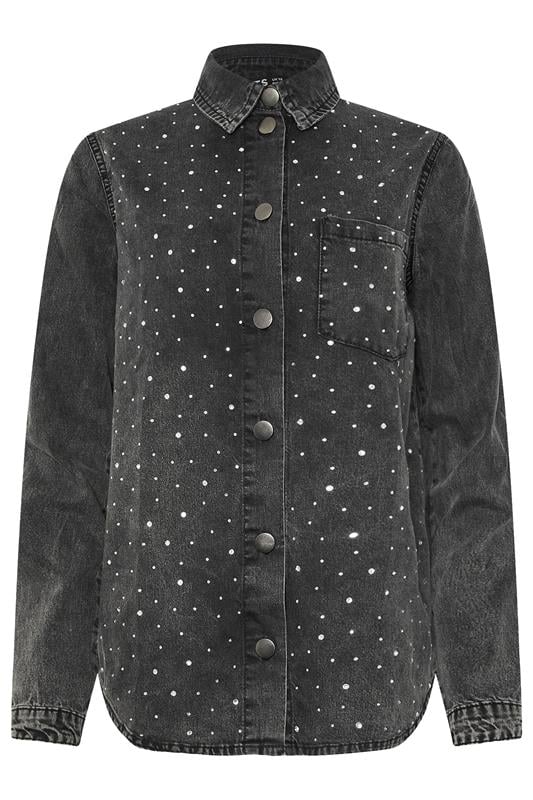 LTS Tall Grey Studded Denim Shirt | Long Tall Sally 5