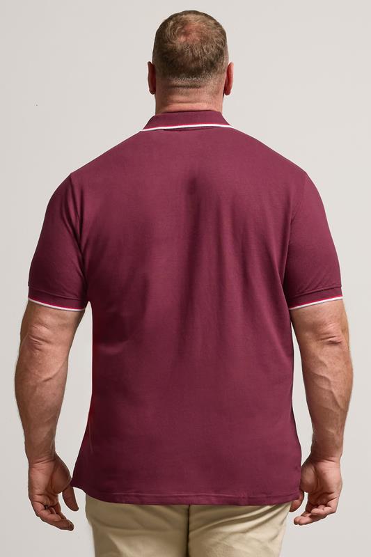 BadRhino Big & Tall Dark Red Essential Tipped Polo Shirt | BadRhino 3