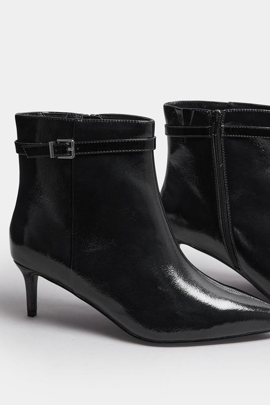 Black Buckle Pointed Toe Kitten Heel Boots In Extra Wide EEE Fit | Yours Clothing 5