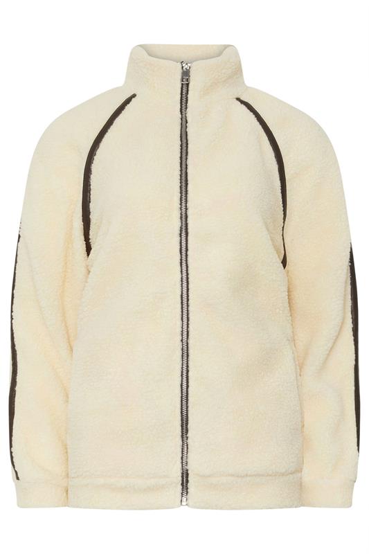 Tall  LTS Tall Ivory White Tape Detail Fleece Jacket