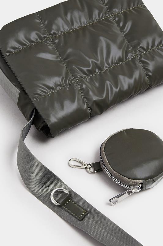 Khaki Green Quilted Cross Body Bag | Yours Clothing 3