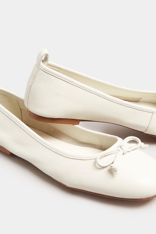 LTS White Leather Ballerina Pumps In Standard Fit | Long Tall Sally  5