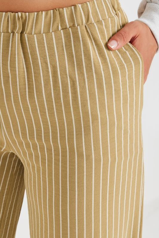 LTS Tall Women's Natural Brown Stripe Wide Leg Trousers | Long Tall Sally 4