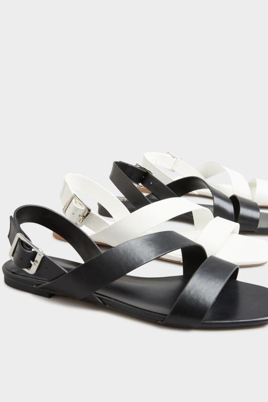 LTS Black Crossover Strap Sandals In Standard Fit | Long Tall Sally 7